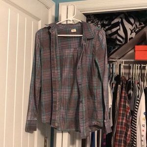 Grey and turquoise Oniell flannel